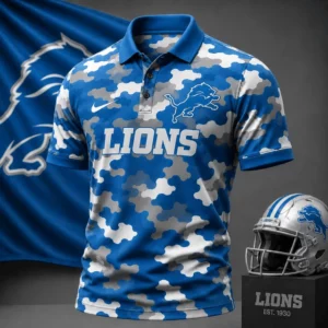 Limited Edition – Customized NFL Detroit Lions Camo Polo Shirt