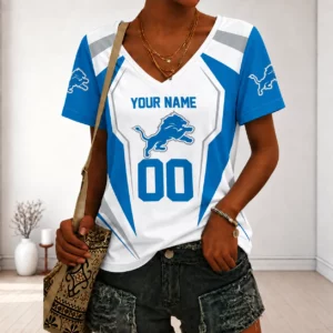 Limited Edition – Customized NFL Detroit Lions V-Neck Female Shirt