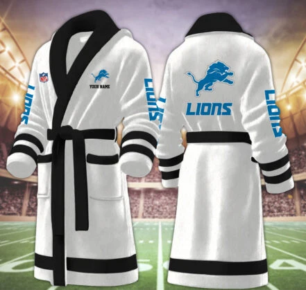 Limited Edition – Customized NFL Detroit Lions Multicolor Fleece Bathrobe - Image 8