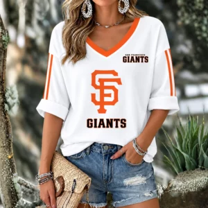Limited Edition – Customized MLB San Francisco Giants Women’s Heart V-Neck Long Sleeve Shirt