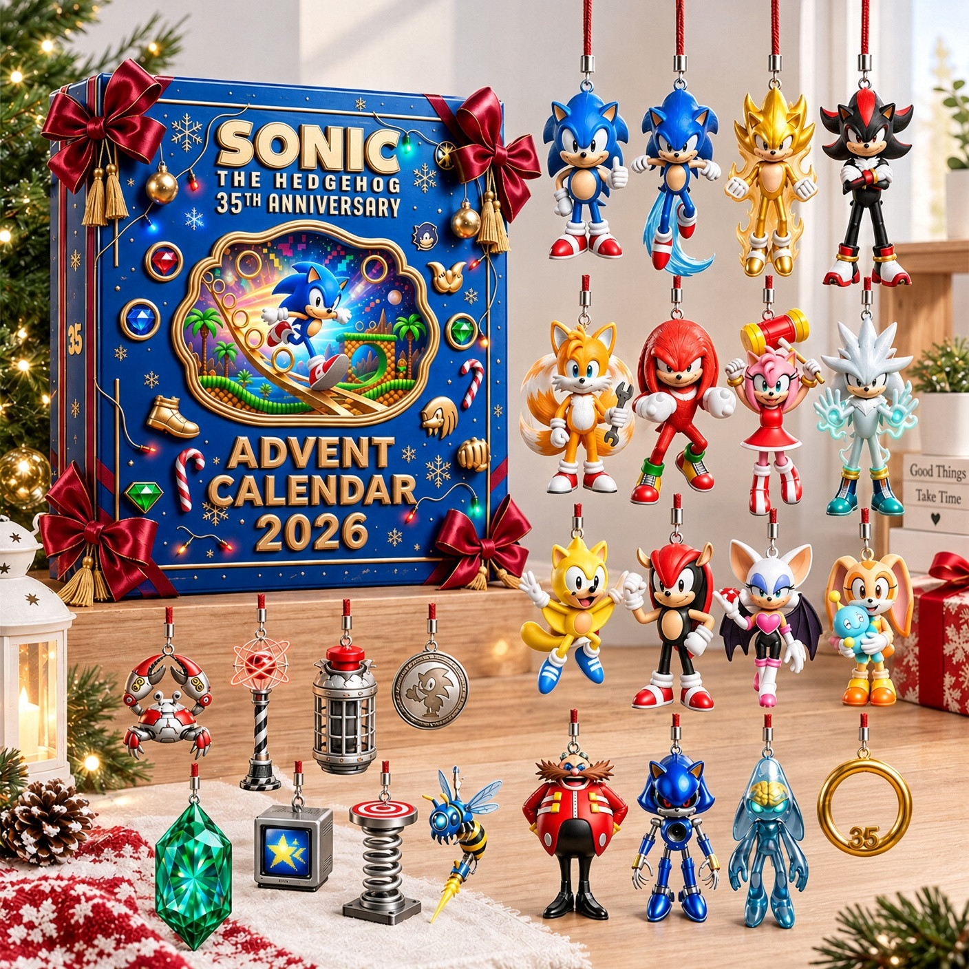 Sonic The Hedgehog 35th Anniversary Advent Calendar 2026 Sonic Christmas Ornaments