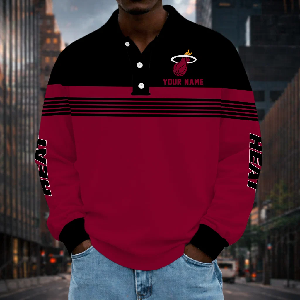 Limited Edition – Customized NBA Miami Heat Men Long Sleeve Polo Shirt