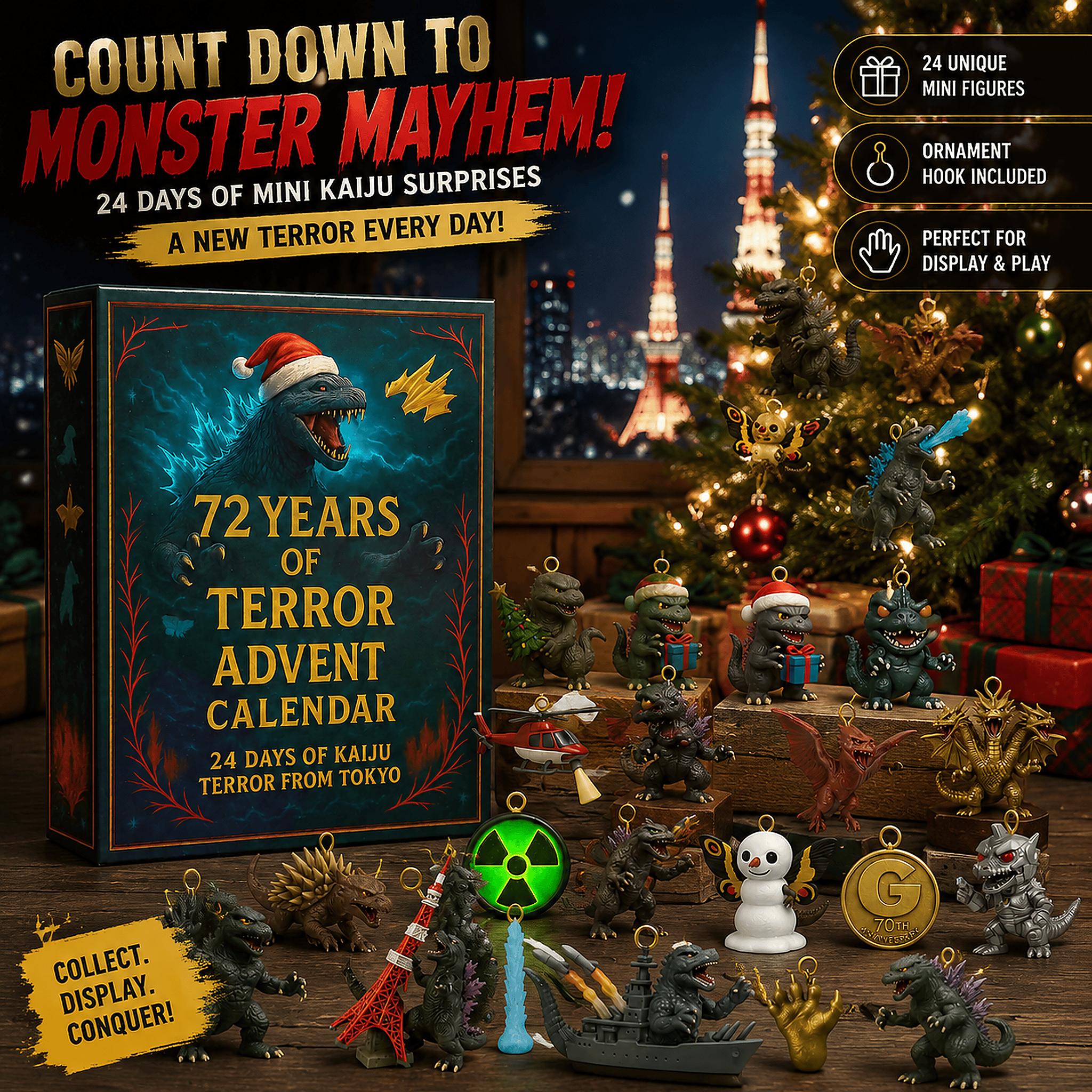Godzilla Kaiju Advent Calendar 24 Day Christmas Countdown Gift For Boy