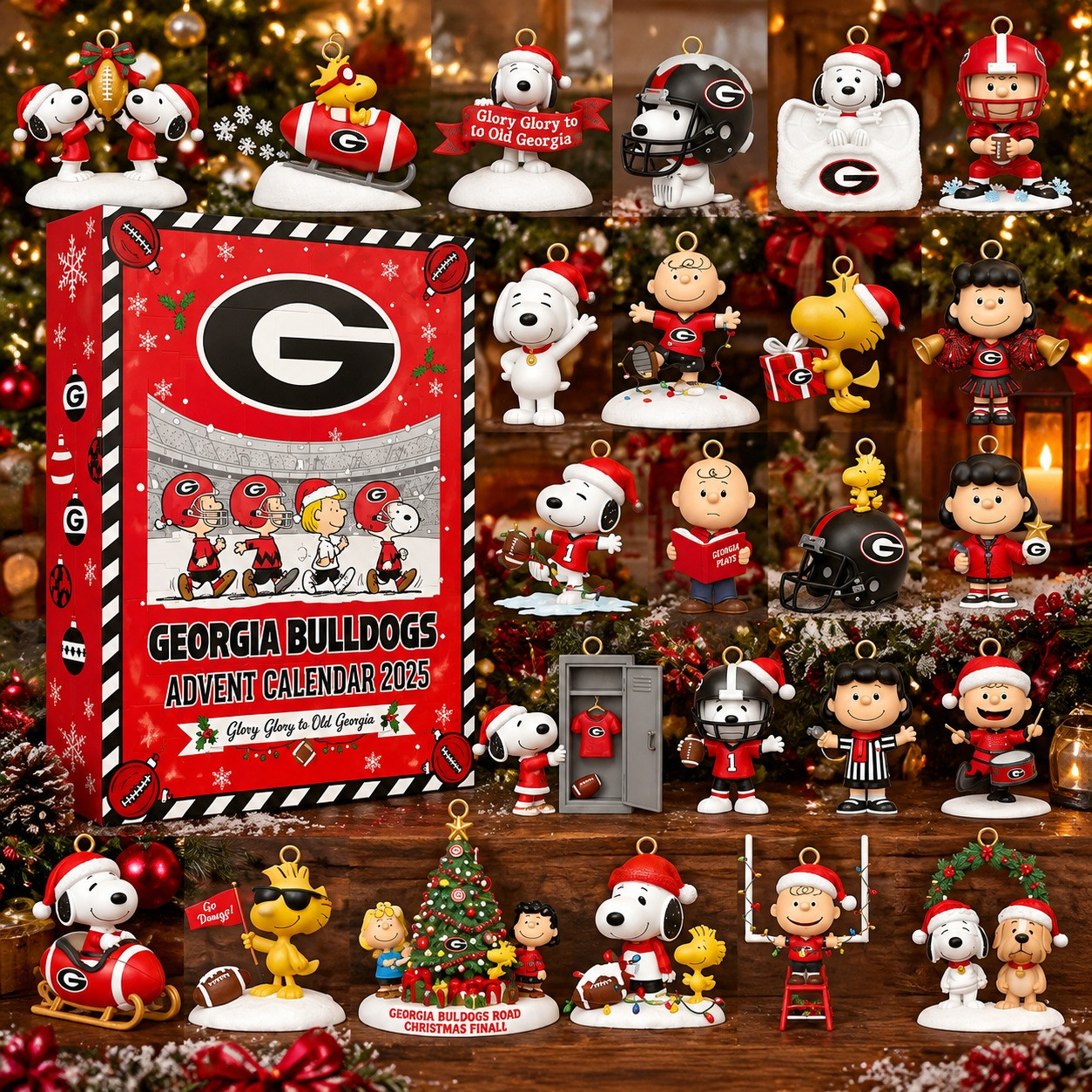 Georgia Bulldogs x Snoopy Advent Calendar Christmas Countdown Gift For Georgia Fans