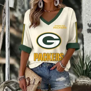 Limited Edition – Customized NFL Green Bay Packers Women’s Heart V-Neck Long Sleeve Shirt