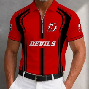 Limited Edition – Customized NHL New Jersey Devils Zipper Polo Shirt