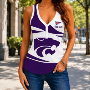 Limited Edition – Customized NCAA Kansas State Wildcats Women’s V-Neck Tank Top