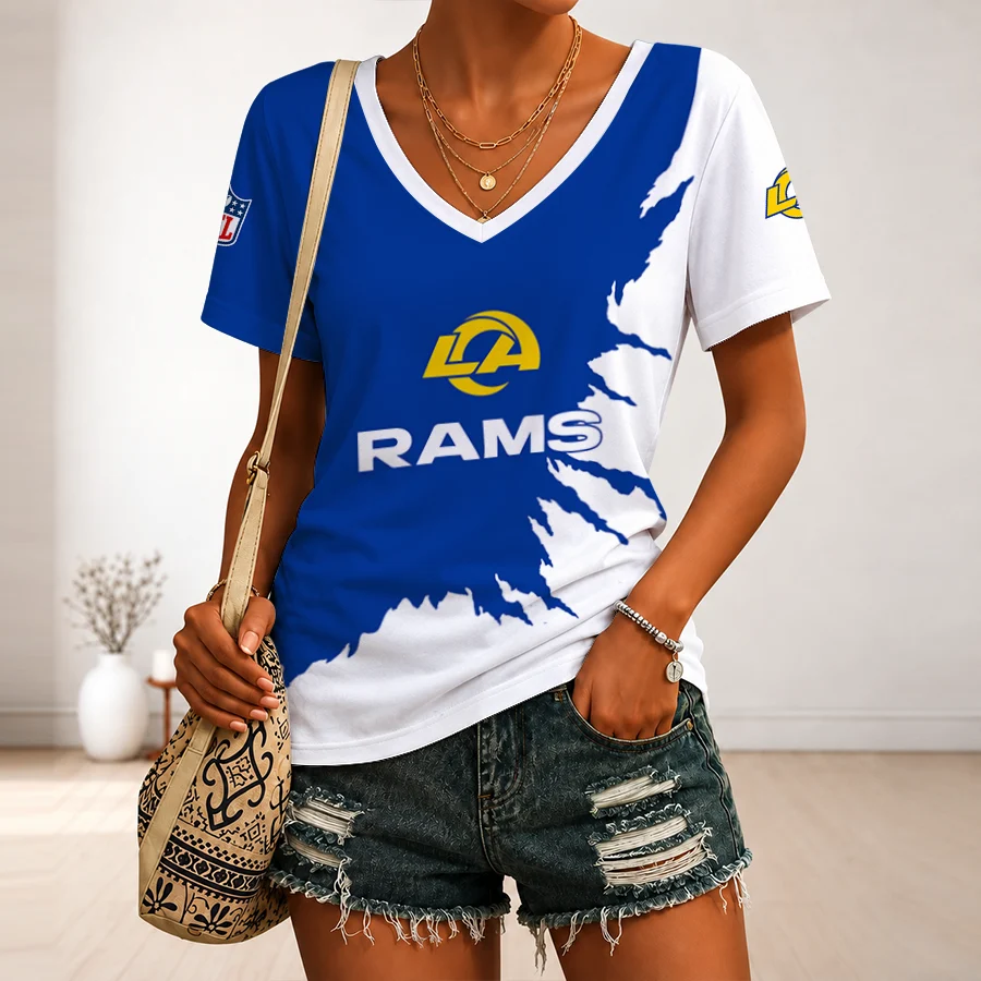 Limited Edition – Customized NFL Los Angeles Rams V-Neck Female Shirt