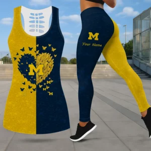 Limited Edition – Customized NCAA Michigan Wolverines Leggings & Hollow Tank Top Set