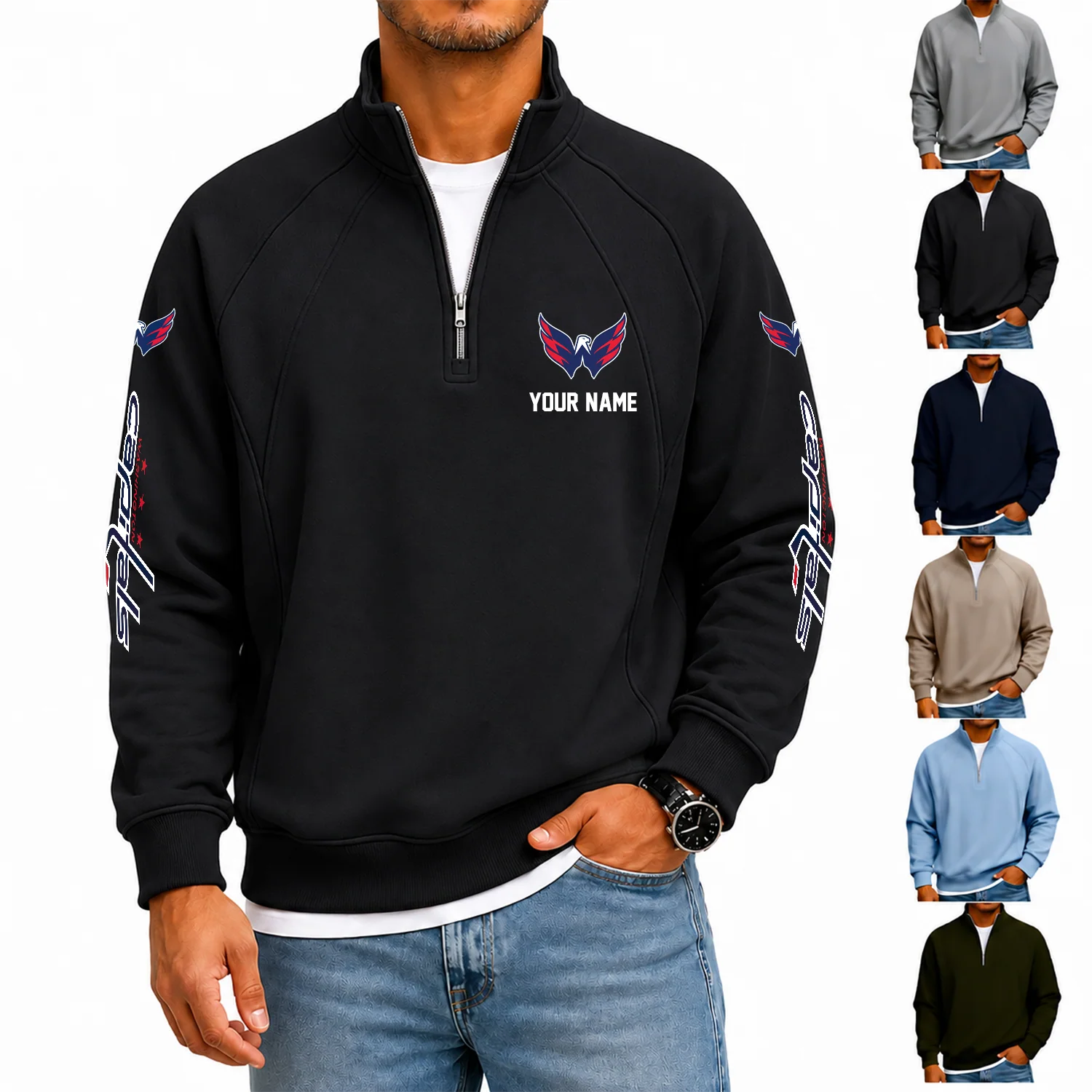 Limited Edition – Customized NHL Washington Capitals Men’s Quarter Zip Pullover