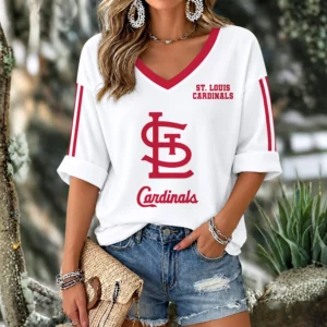 Limited Edition – Customized MLB St. Louis Cardinals Women’s Heart V-Neck Long Sleeve Shirt