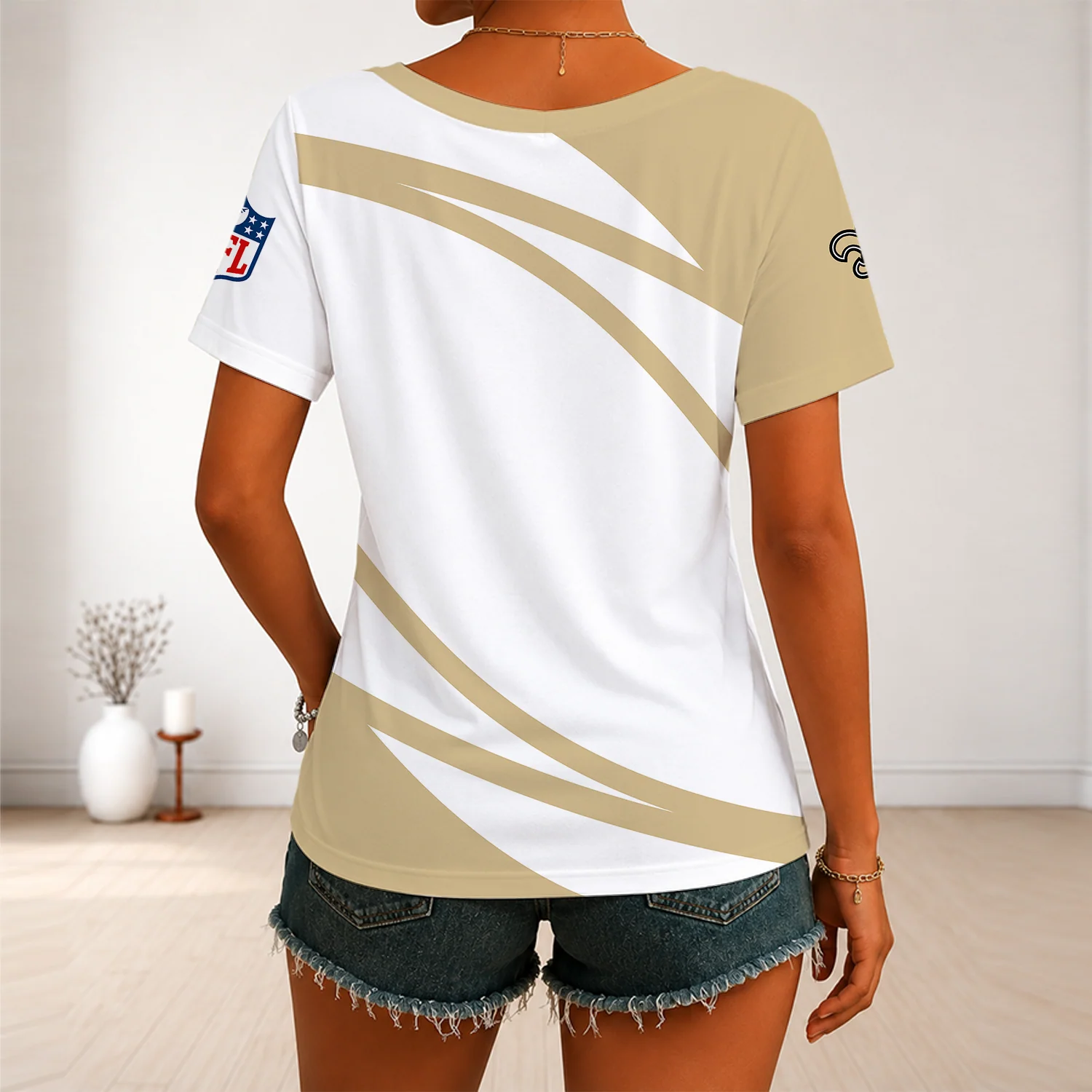Limited Edition – Customized NFL New Orleans Saints V-Neck Female Shirt - Image 4