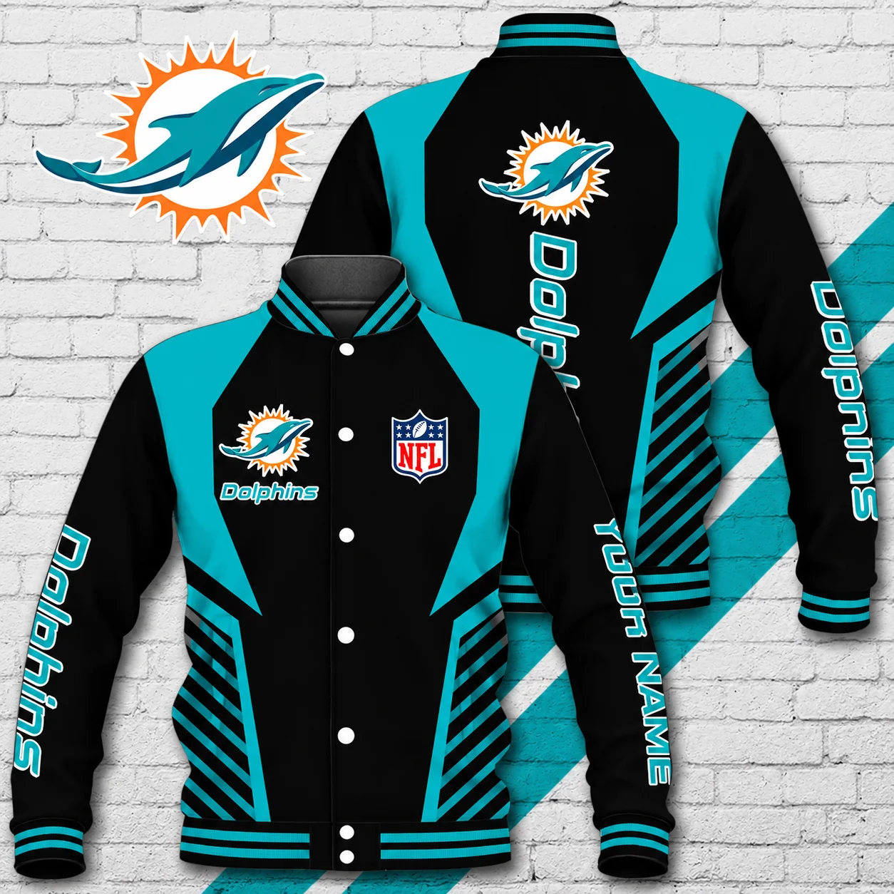 Limited Edition – Customized NFL Miami Dolphins Satin Varsity & Baseball Jacket