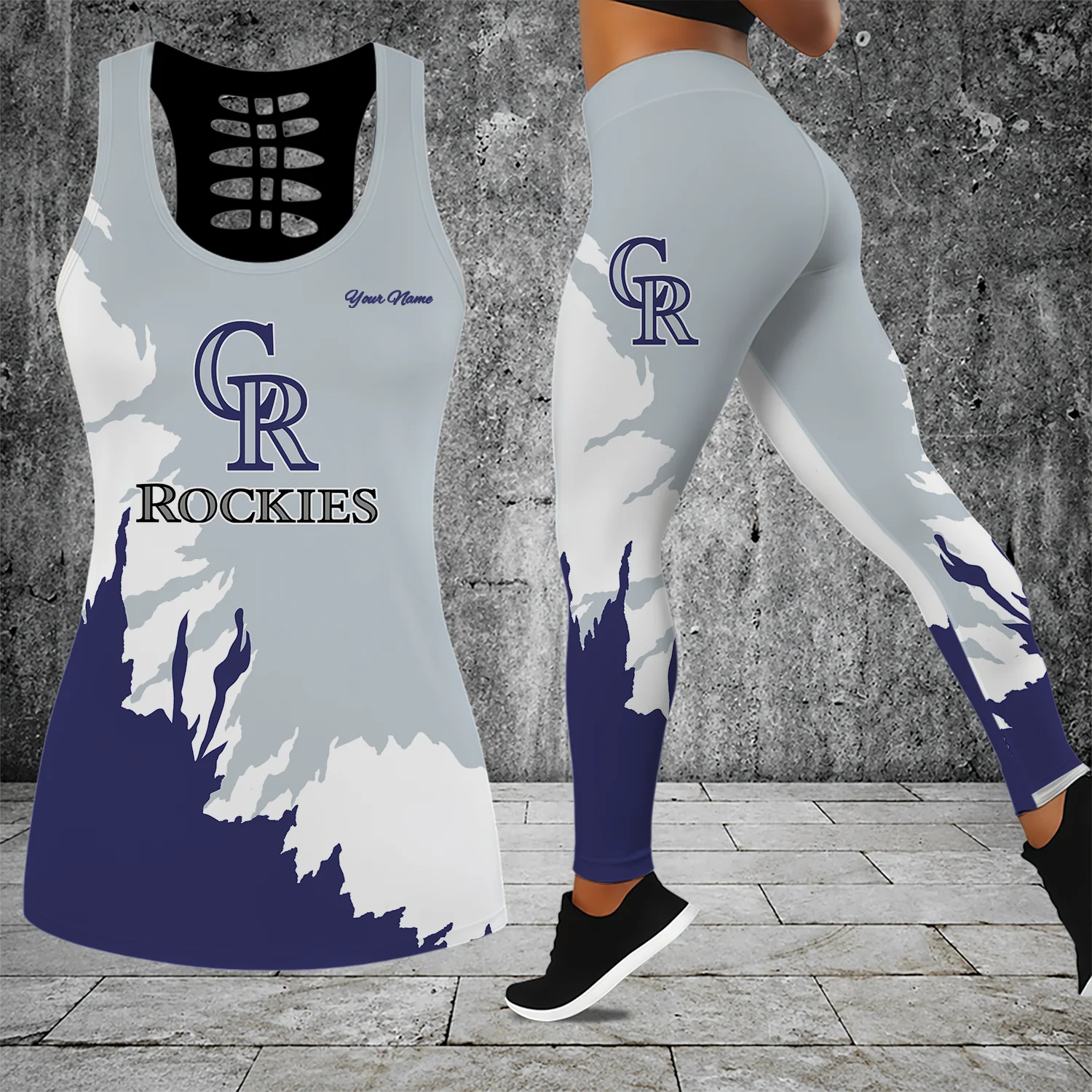 Limited Edition – Customized MLB Colorado Rockies Hollow Tank Top & Leggings Set