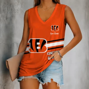 Limited Edition – Customized NFL Cincinnati Bengals Women’s V-Neck Tank Top