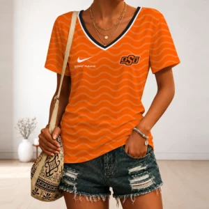 Limited Edition – Customized NCAA Oklahoma State Cowboys V-Neck Female Shirt