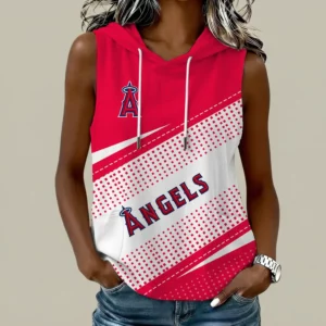 Limited Edition – Customized MLB Los Angeles Angels Women’s Sleeveless Hooded Pocket Tank Top