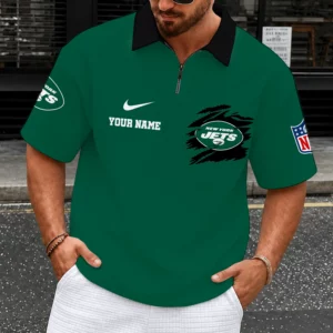 Limited Edition – Customized NFL New York Jets Quarter-Zip Polo Shirt