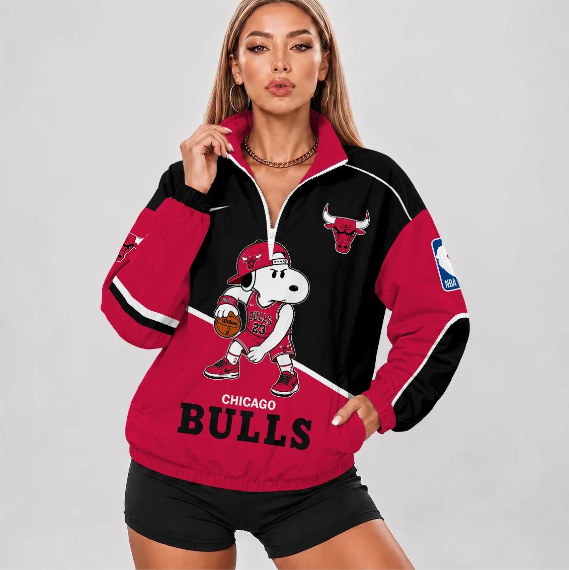 Limited Edition – Customized NBA Chicago Bulls V-Neck Zipper Sweatshirt Jacket