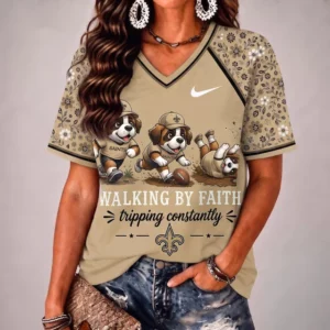 Limited Edition – Customized NFL New Orleans Saints V-Neck Female Shirt