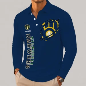 Limited Edition – Customized MLB Milwaukee Brewers Men’s Long Sleeve Polo