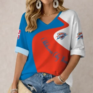 Limited Edition – Customized NBA Oklahoma City Thunder Women’s V-Neck Long Sleeve Shirt