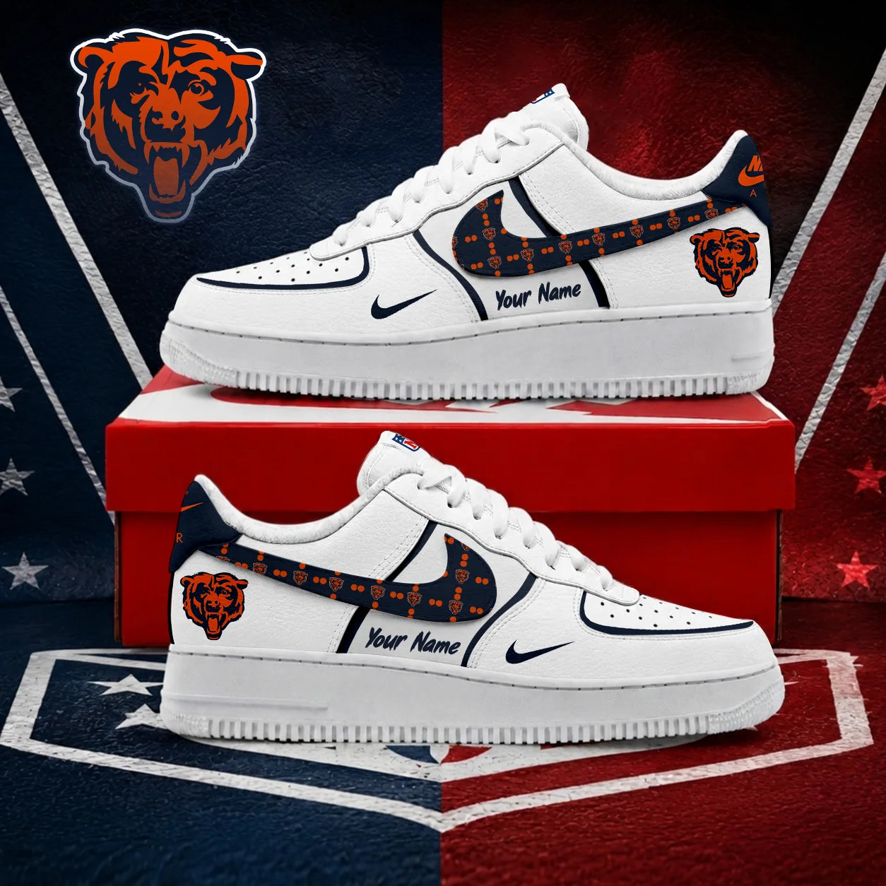 Limited Edition – Customized NFL Chicago Bears Af1 Shoes