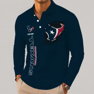 Limited Edition – Customized NFL Houston Texans Long Sleeve Polo Shirt