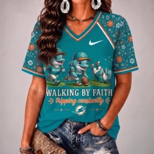 Limited Edition – Customized NFL Miami Dolphins V-Neck Female Shirt