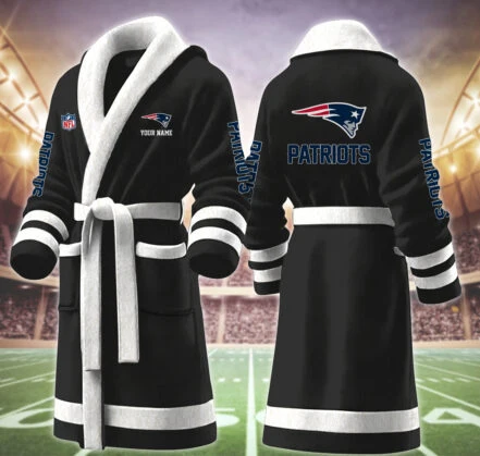 Limited Edition – Customized NFL New England Patriots Multicolor Fleece Bathrobe - Image 2