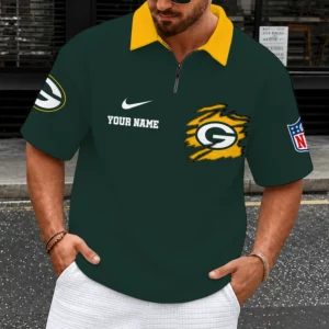 Limited Edition – Customized NFL Green Bay Packers Quarter-Zip Polo Shirt