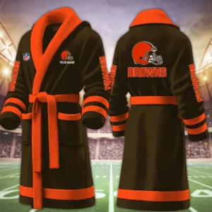 Limited Edition – Customized NFL Cleveland Browns Multicolor Fleece Bathrobe