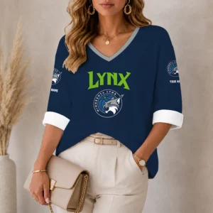 Limited Edition – Customized WNBA Minnesota Lynx Women’s Heart V-Neck Long Sleeve Shirt
