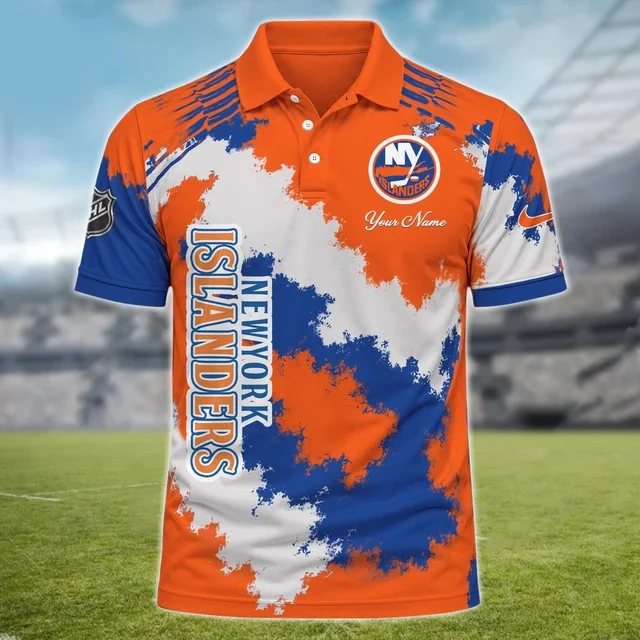 Limited Edition – Customized NHL New York Islanders Polo Shirt - Image 2