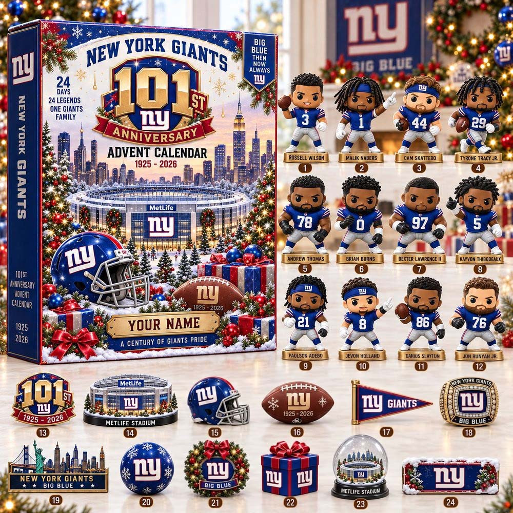 New York Giants 101st Anniversary Advent Calendar 24 Day Acrylic Ornaments Christmas Gift