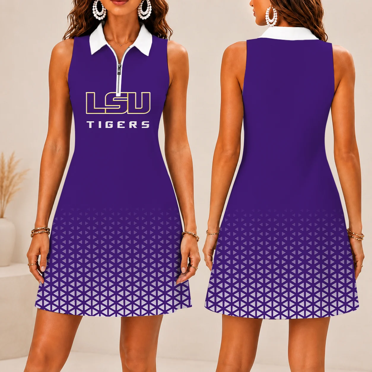 Limited Edition – New Customized NCAA Lsu Tigers Women’s Zip Sleeveless Polo Dress
