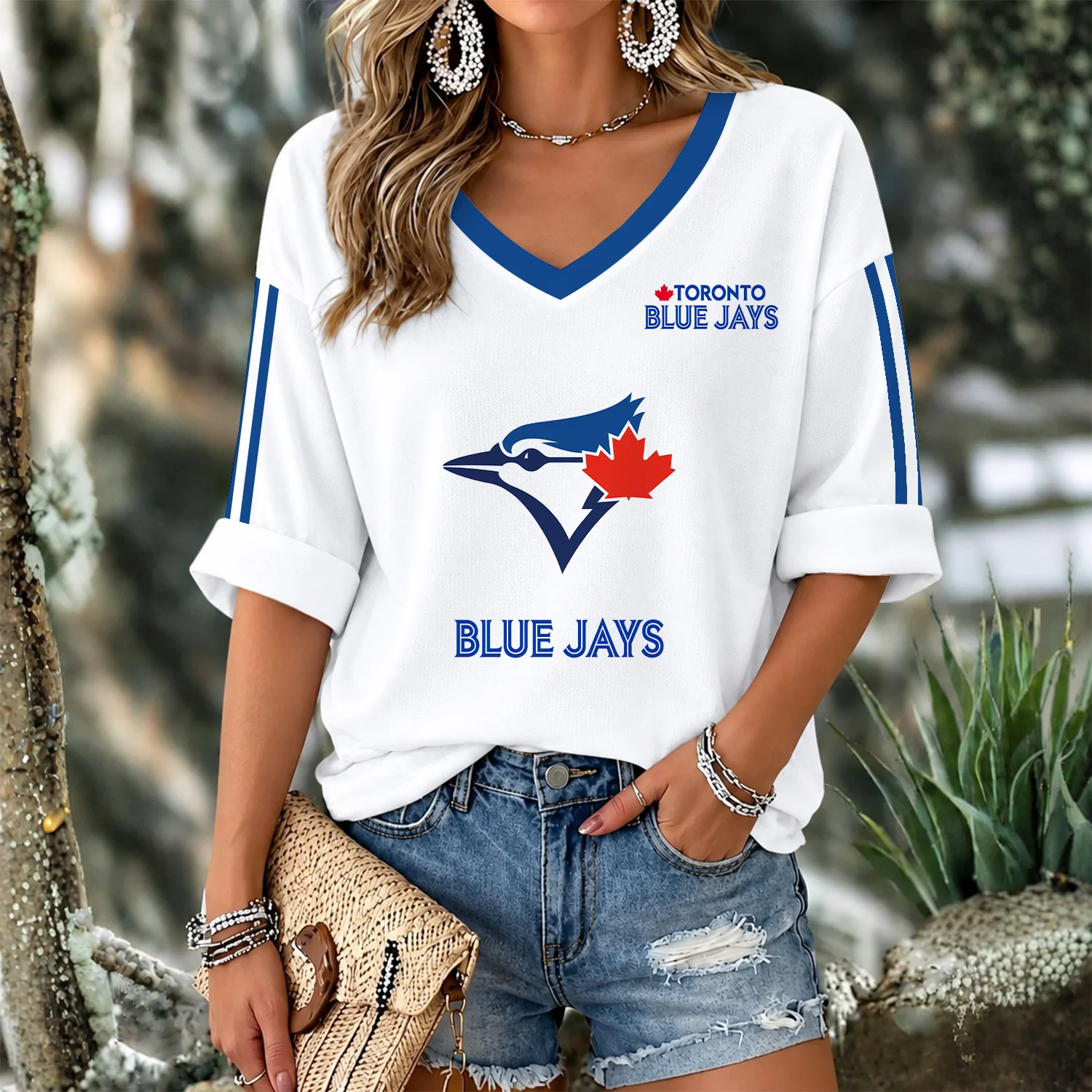 Limited Edition – Customized MLB Toronto Blue Jays Women’s Heart V-Neck Long Sleeve Shirt