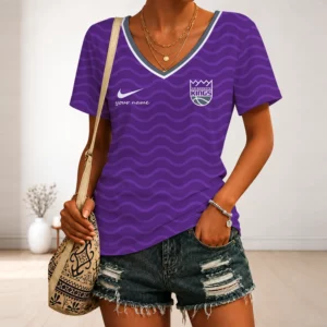Limited Edition – Customized NBA Sacramento Kings V-Neck Female Shirt