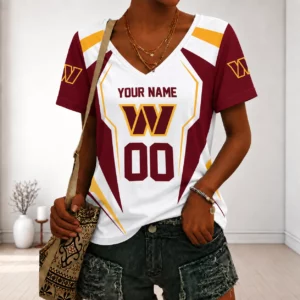 Limited Edition – Customized NFL Washington Commanders V-Neck Female Shirt