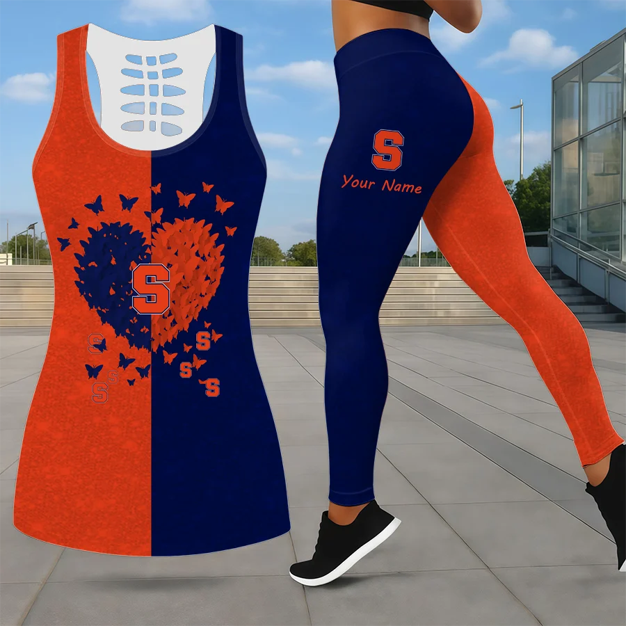 Limited Edition – Customized NCAA Syracuse Orange Leggings & Hollow Tank Top Set