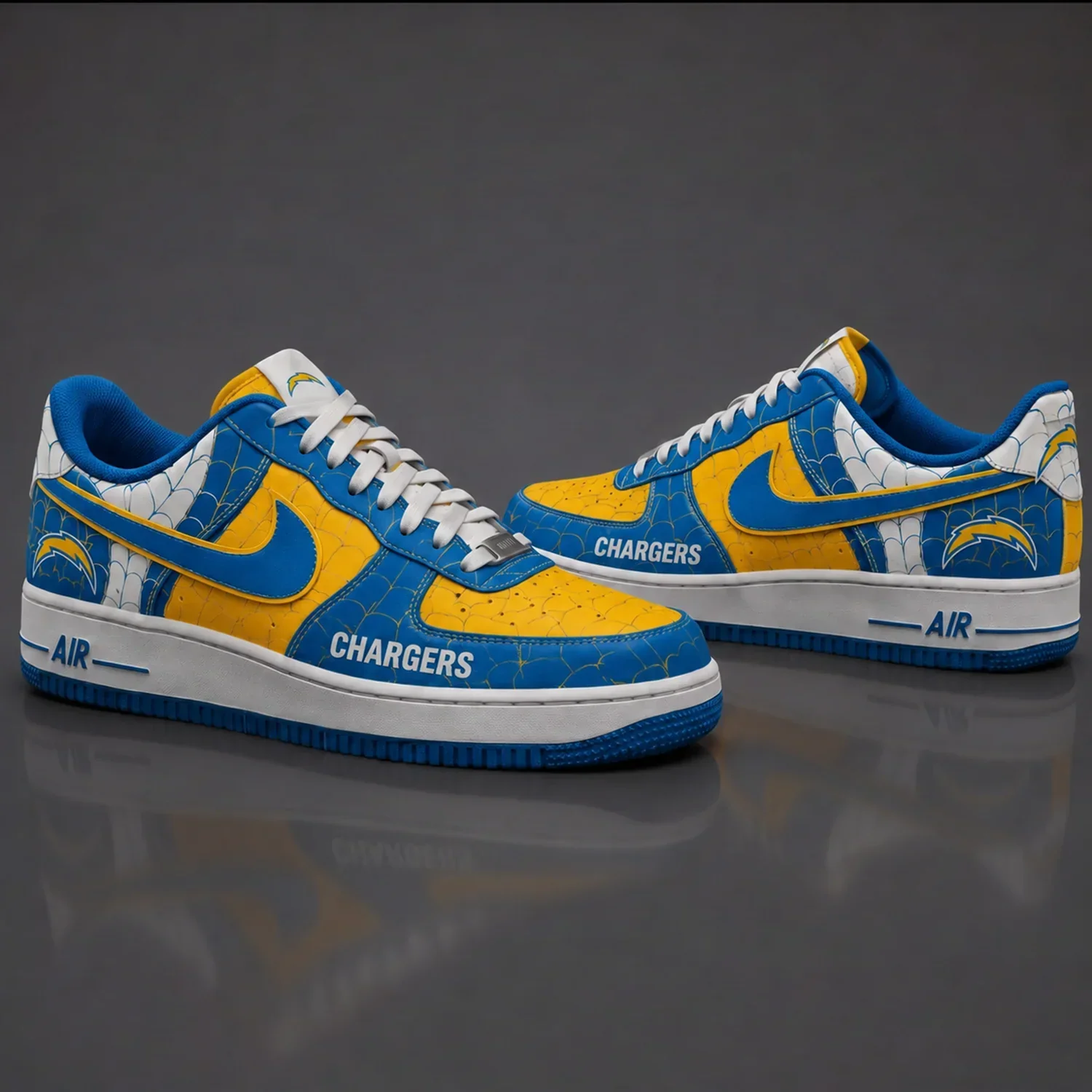 Limited Edition – Customized NFL Los Angeles Chargers X Spider Air force 1 Shoes