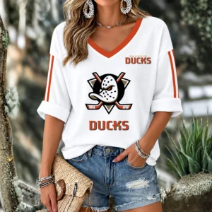 Limited Edition – Customized NHL Anaheim Ducks Women’s Heart V-Neck Long Sleeve Shirt