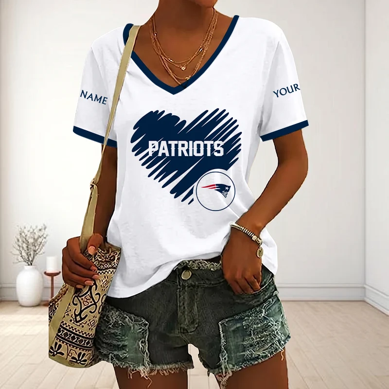 Limited Edition – Customized NFL New England Patriots V-Neck Female Shirt