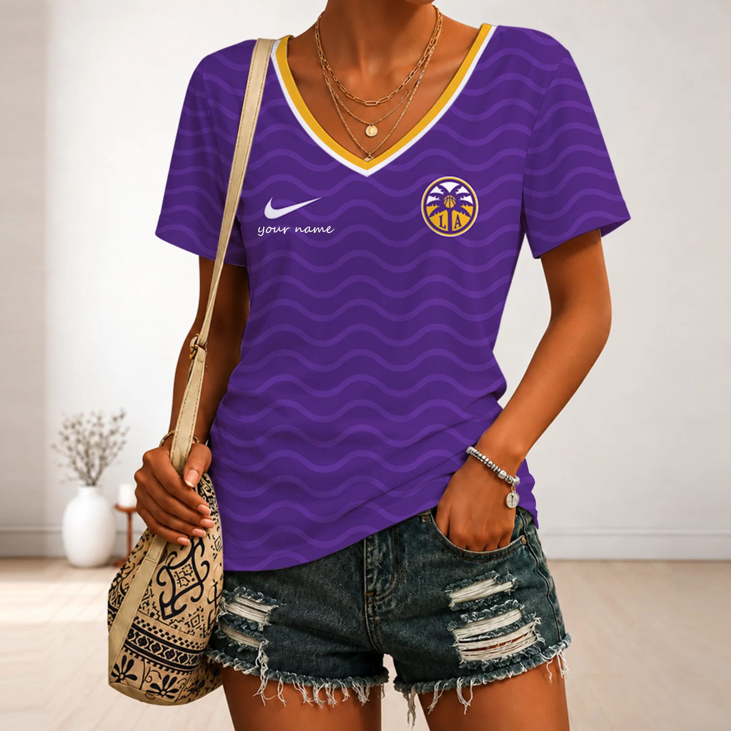 Limited Edition – Customized WNBA Los Angeles Sparks V-Neck Female Shirt