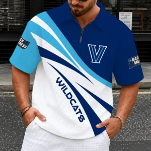 Limited Edition – Customized NCAA Villanova Wildcats Quarter-Zip Polo Shirt
