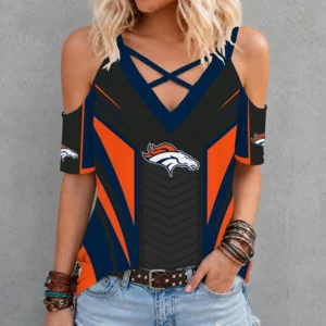 Limited Edition – Customized NFL Denver Broncos Criss Cross V-Neck Top