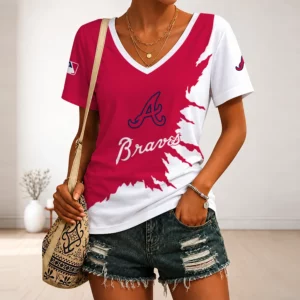 Limited Edition – Customized MLB Atlanta Braves V-Neck Female Shirt
