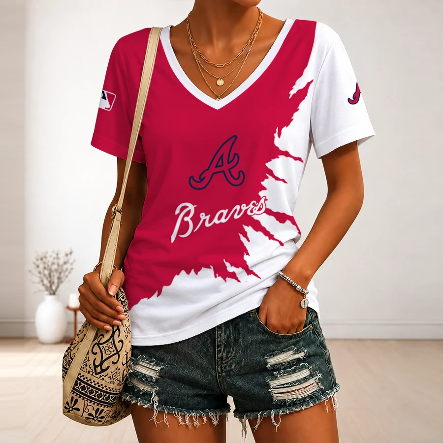 Limited Edition – Customized MLB Atlanta Braves V-Neck Female Shirt