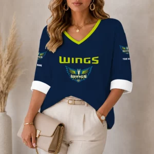 Limited Edition – Customized WNBA Dallas Wings Women’s Heart V-Neck Long Sleeve Shirt
