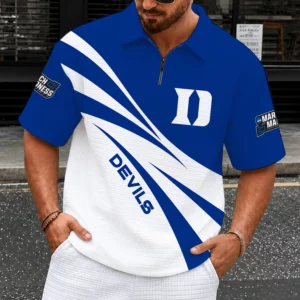 Limited Edition – Customized NCAA Duke Blue Devils Quarter-Zip Polo Shirt